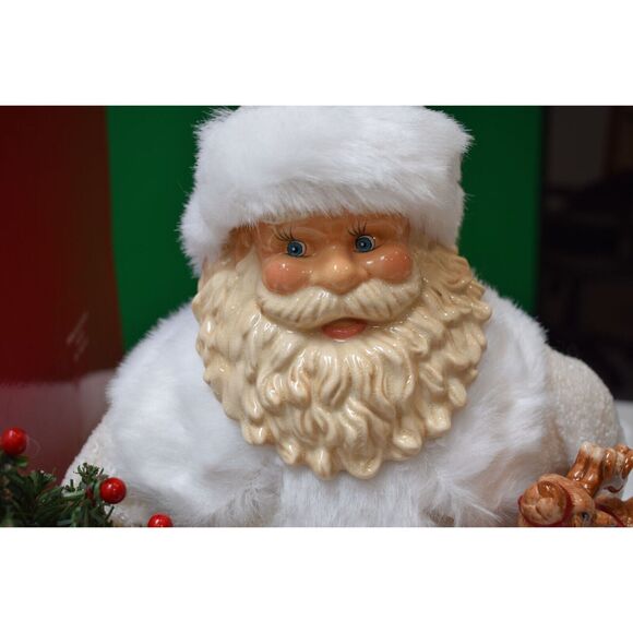 Christmas Santa Porcelain Face, Boots and Reindeer (Shelf Sitter) 26 " Open Box - Picture 6 of 11